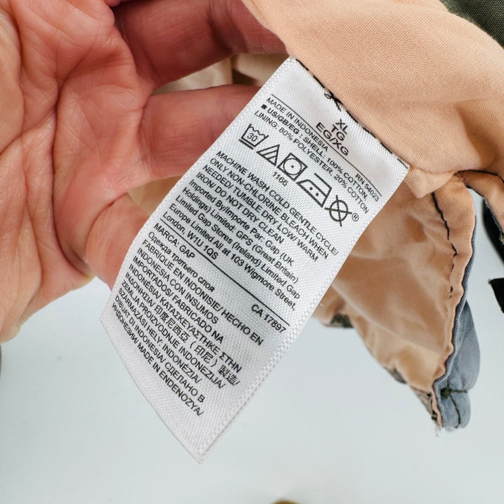 GAP Camo Patchwork Utility Jacket Green Blue Camo… - image 5